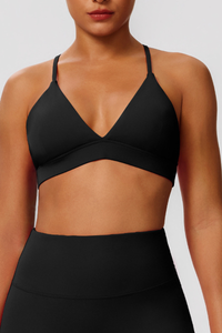 Women's V-Neck Cross-Back Padded Naked Feel Sports Yoga Bra