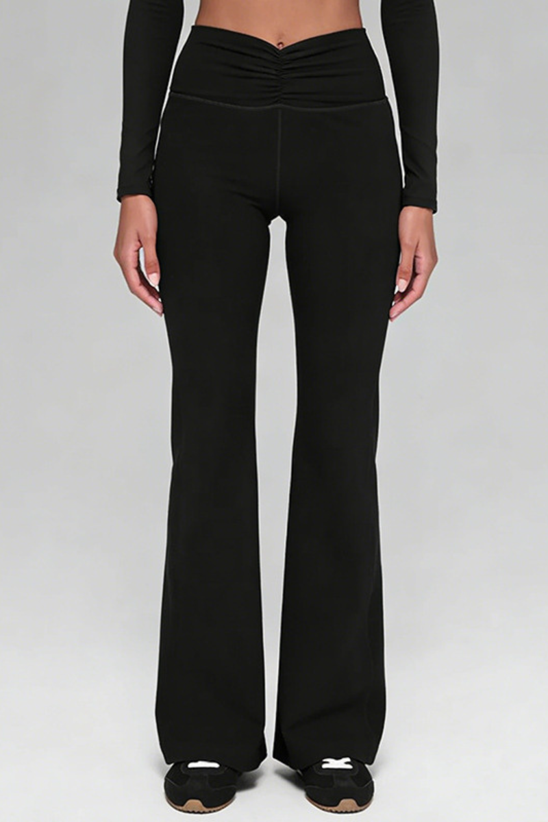 Women's V-waist Pleated Draping Loose Relaxed  Flare Pants