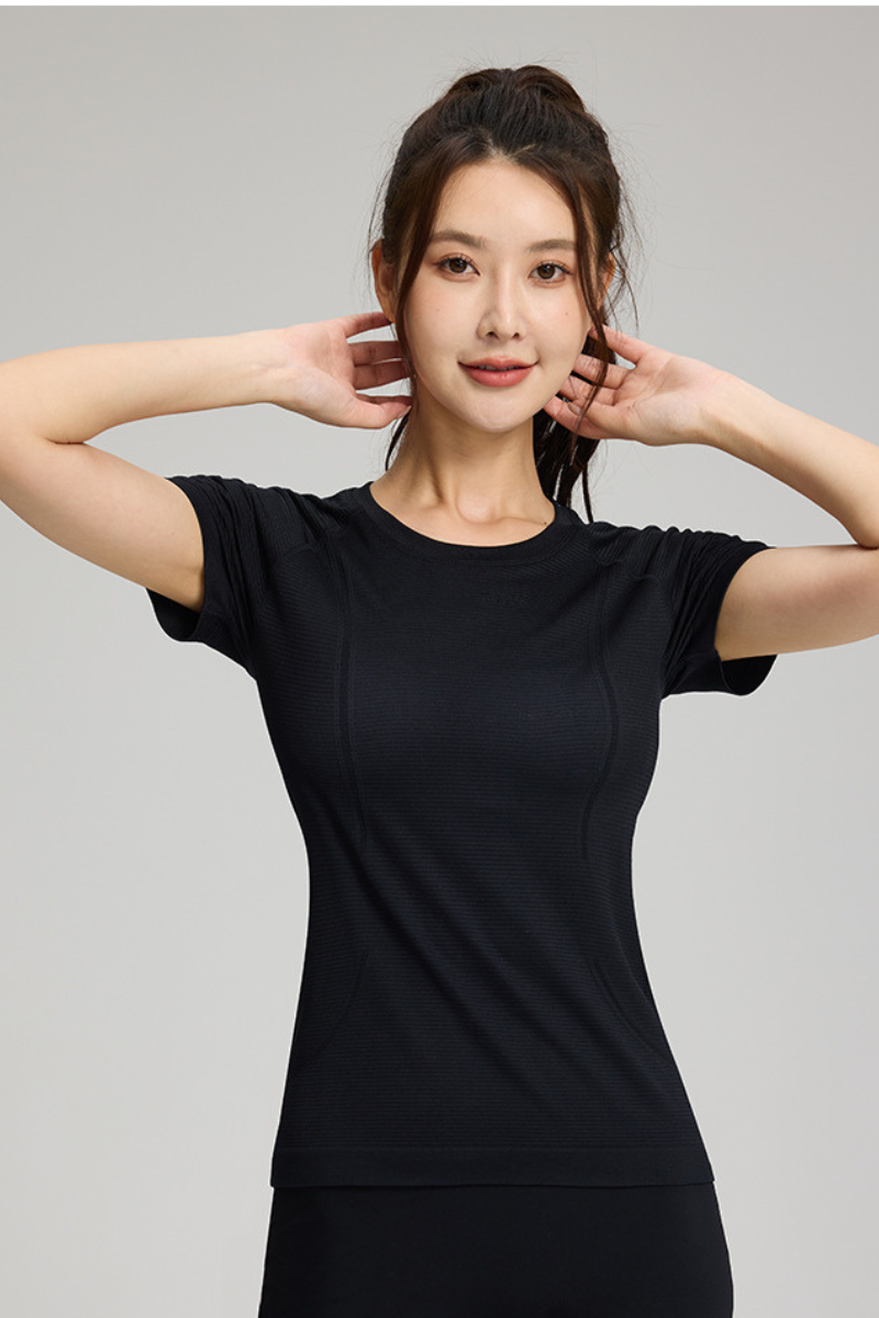 Women's Summer High-Elasticity Slim Solid Sports T-shirt