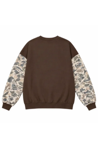 Women's Fall Color Block Camouflage Mockneck Sweatshirt