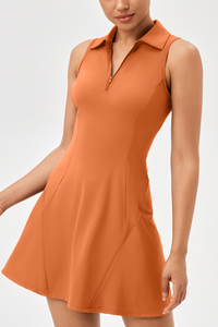Women's Color-Block Polo-Collar Tennis Mini Dress