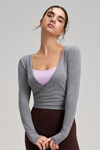 Women's Athletic One-piece Strap Long Sleeves Yoga Top