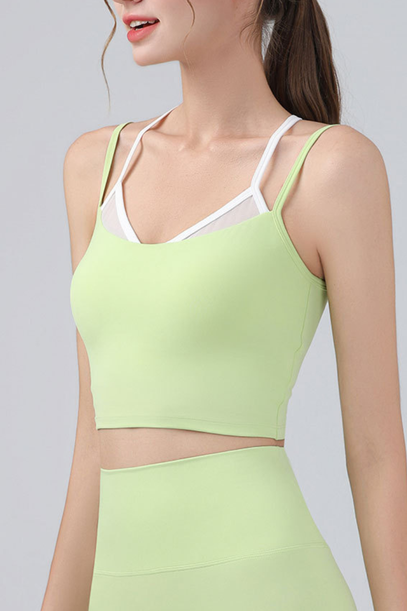 Women's Double Straps Mesh Spliced Cropped Sports Cami