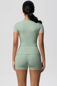 Women Yoga Set: Quick Dry Breathable Short Sleeve + Shorts