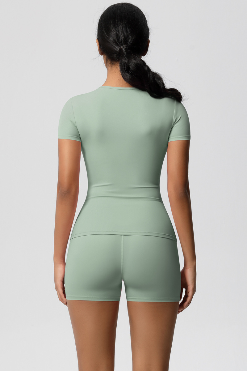 Women Yoga Set: Quick Dry Breathable Short Sleeve + Shorts