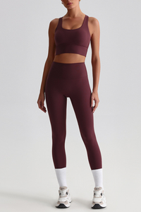 Women's Bare Feel  Cross Back Bra & High Waist Leggings Set