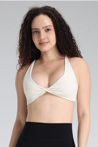 Women's Halter Neck Twist Front Cross Back Yoga Sports Bra