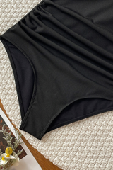 Women's V-neck Halterneck Pleated Solid Sexy Swimsuit