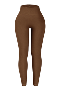 Women High-Waist Ribbed High-Waist Leggings