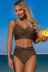 Women's Twist-Front Cross-Waist Two Piece Bikini