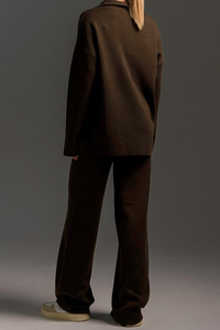 Polo-style knitted pullover shirt with long pants