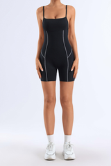 Women's Striped Color-Block Padded Backless Short Yoga Jumpsuit