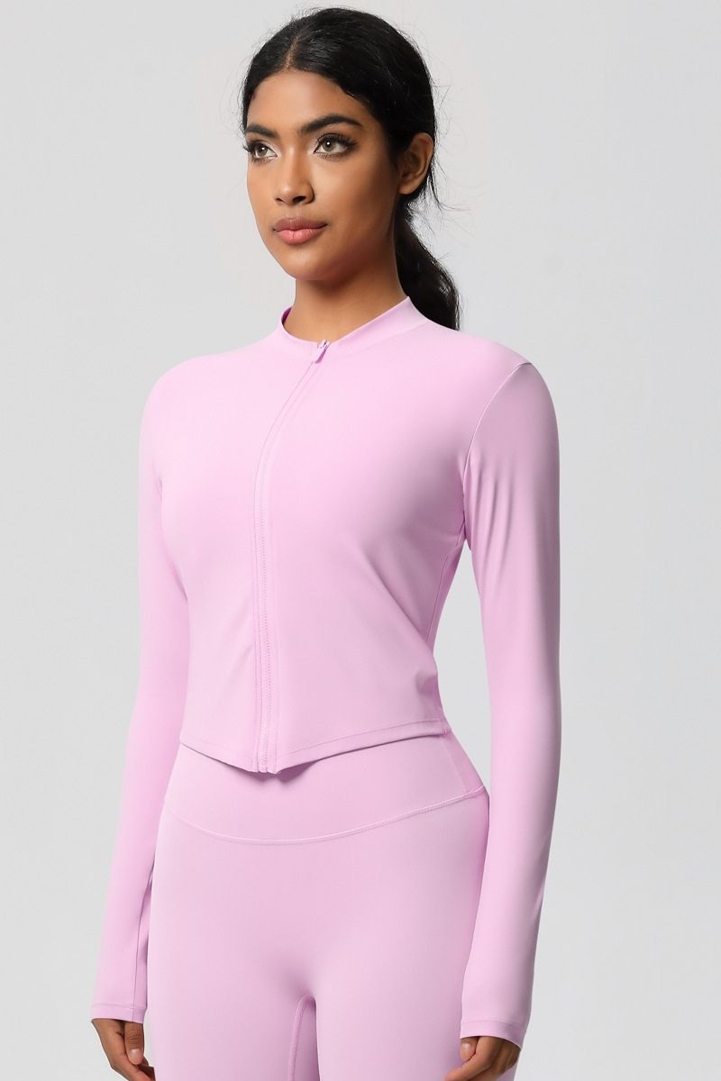 Women's round neck front zipper sports jacket