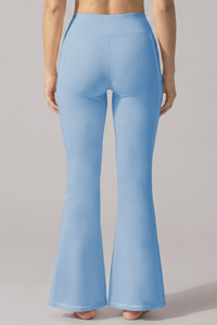 Women's Cross V-Waist Side Pockets Athletic Yoga Flare Pants