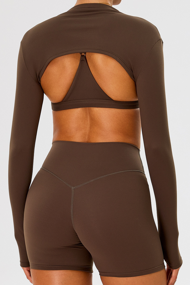 Women's Athletic Stand Collar Finger Cuffs Long Sleeves Top