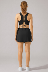 Women's Athletic Lace Up Back Sports Bra And Mini Skirt Sets