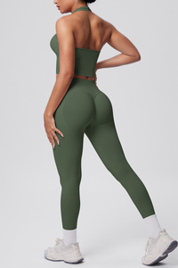 Women's Seamless Set:Halterneck Bra And High Waist Leggings