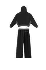 Women's Fall Color Block Set:Cropped Hoodie And Sweatpants