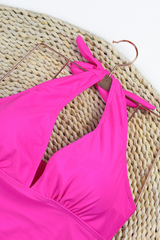 Women's V-Neck Halter Swimsuit - High Stretch Solid Triangle