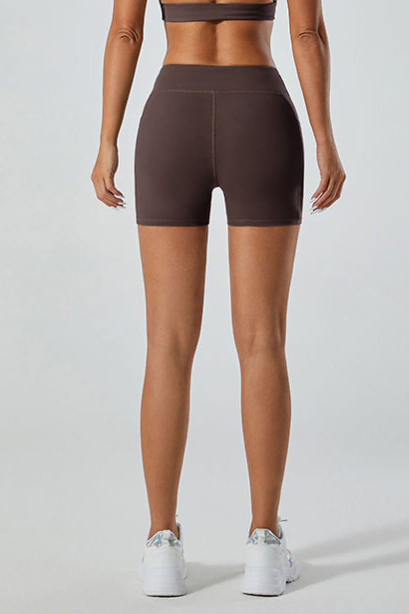 Women's high-waist sports shorts.