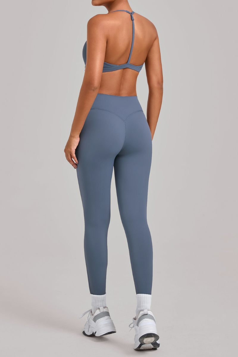 Women's Set:Triangle Cup Thin Straps Bra And High-Waist Leggings