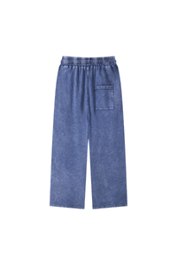 Unisex Fall 100% Cotton Vintage Wax Washed Wide Leg Pants