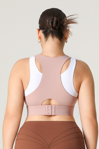 Plus Size Women's Faux Two-Piece Color-Block Sports Bra