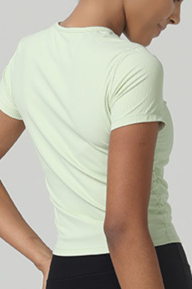 Women's Summer Side Pleated Fitted Sports T-shirt