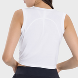 Women's Soft Yoga Top - Drawstring Ruched Slim Fit Tank