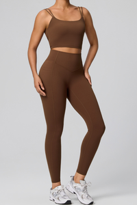 Women's Women's Double Strap Twist Back Bra And Leggings