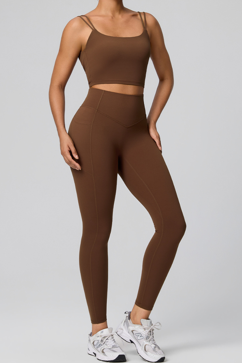 Women's Women's Double Strap Twist Back Bra And Leggings
