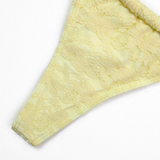 Women's Sexy Lace Hollow Halter Low Waist Bikini Set - 4pcs