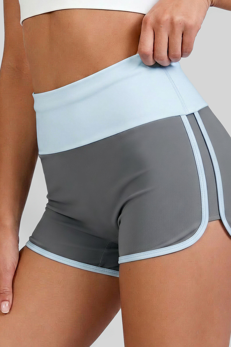 Women's High‑Waist Color‑Blocked Fold-Over Sports Shorts