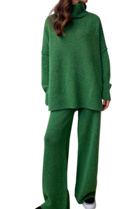 Thick-knit long pants set