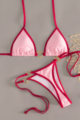 Women's Color Block Halterneck Side Tie Sexy Vacation Bikini