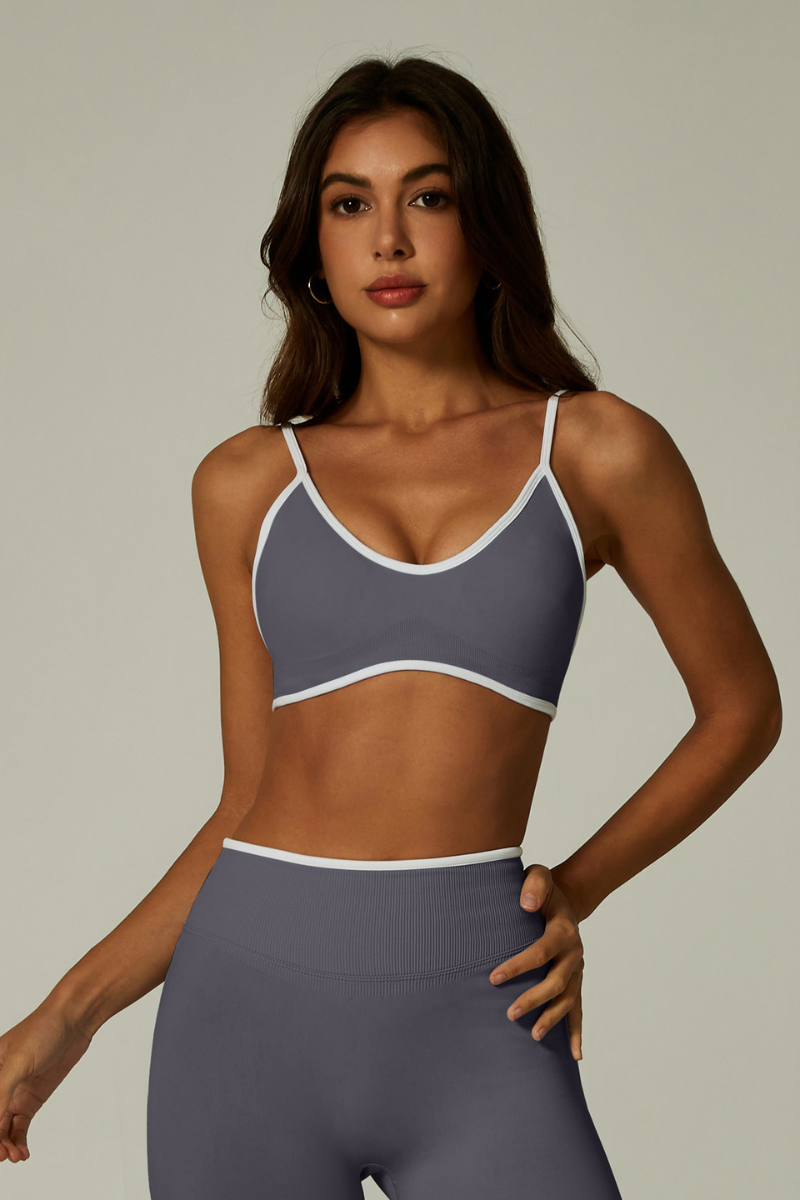 Women's Athletic Color-Block Thin-Strap Sports Bra