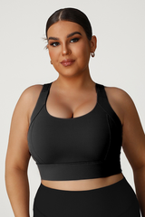 Plus Size Women's Crisscross Back Sports Bra with Back Closure