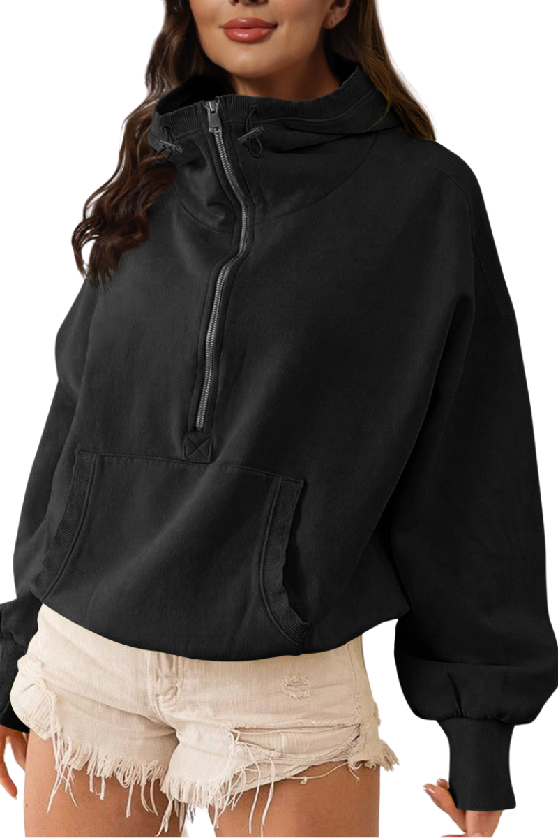 Drawstring long-sleeved top outer garment
