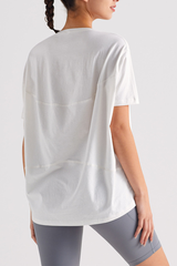 Women's Summer Oversized Boat Neck Solid Sports T-Shirt