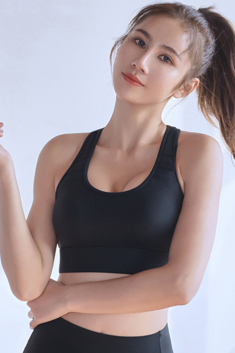 Women's Racerback Cutout Back Hook High Support Sports Bra