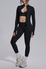 Women's Seamless Yoga Bra & Jacket & Leggings  3-Piece Set