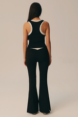 Women's Polka Dot TankTop & V-Waist Split Hem Flare Yoga Pants Set