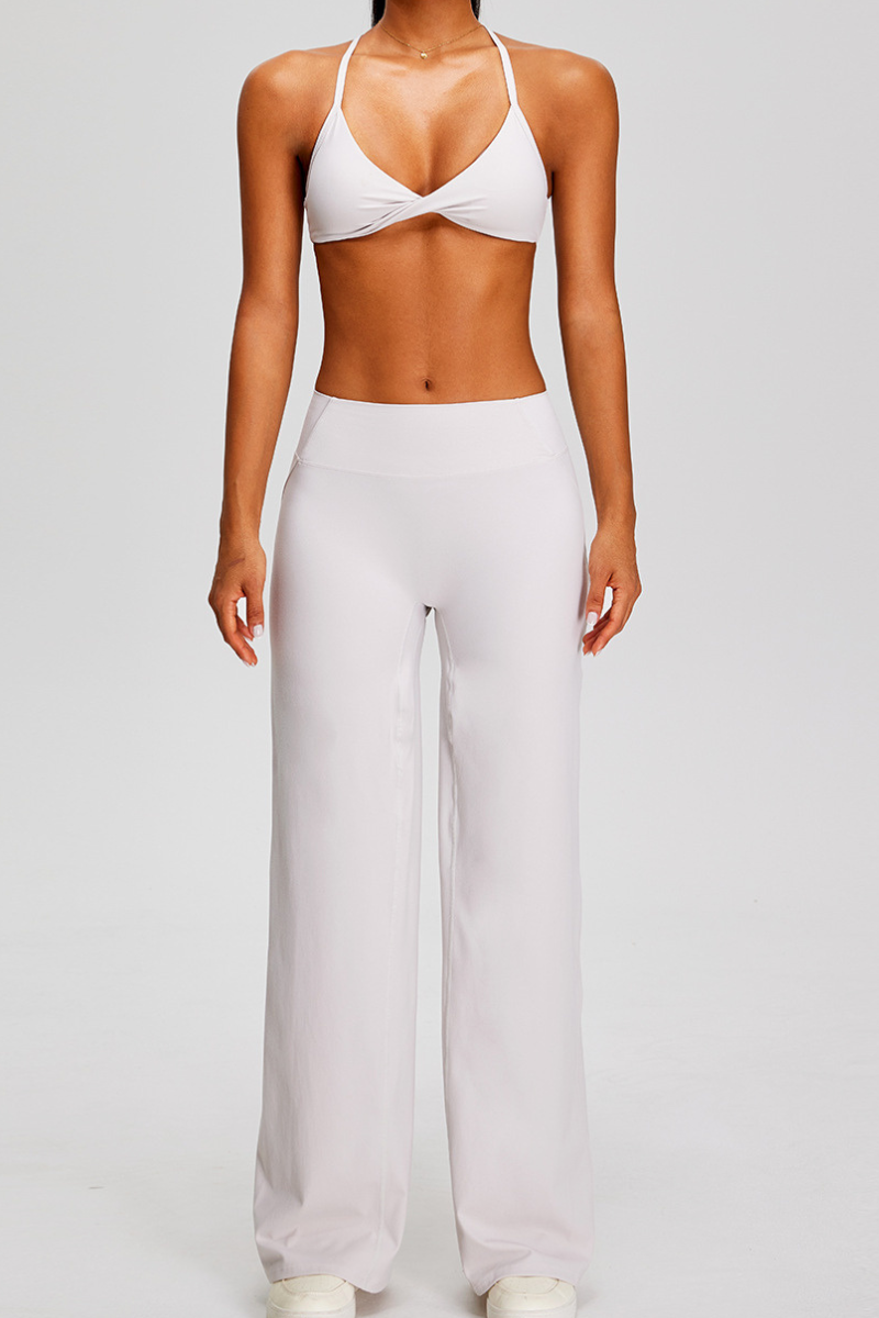 Women's Sports Sets:Twist Front Triangle Cup Bra & Pants