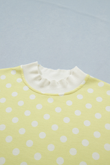 Women's Fall Mockneck Set:Polka Dot Sweatshirt And Shorts