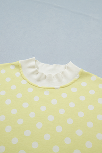 Women's Fall Mockneck Set:Polka Dot Sweatshirt And Shorts