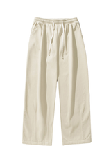Men's Fall 100% Cotton Washed Drawstring Fleece-Lined Pants