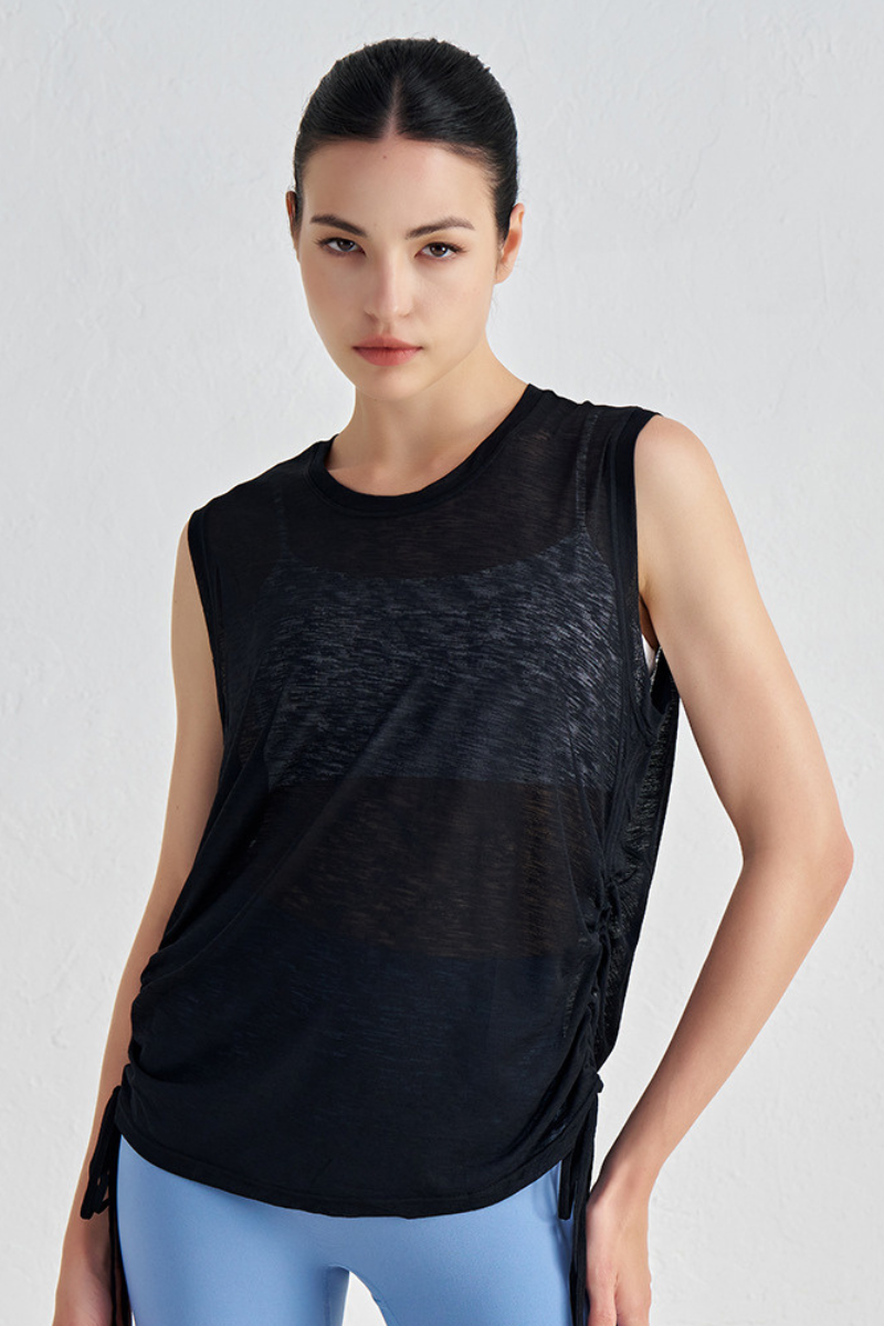 Women's Side Drawstring Sleeveless Breathable Tank Top