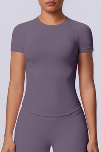 Women's Summer Seamless Solid High Stretch Breathable Tee