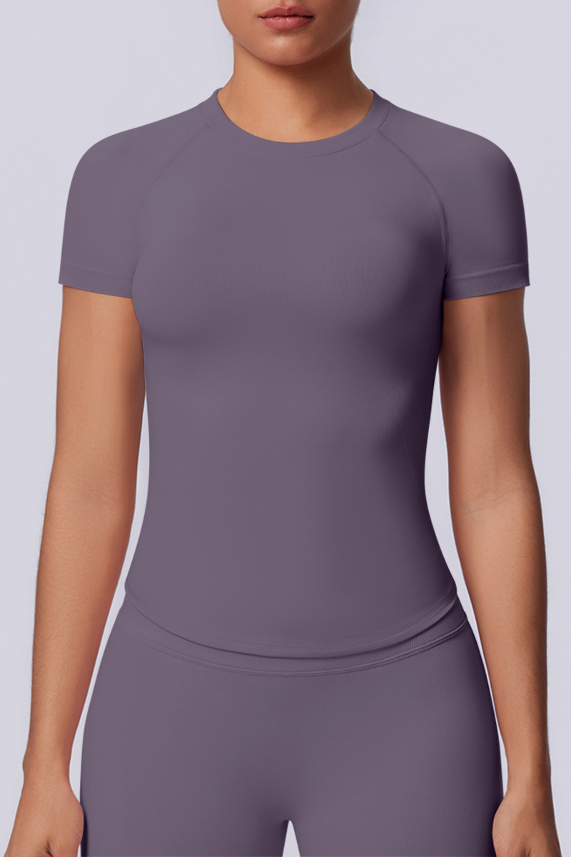 Women's Summer Seamless Solid High Stretch Breathable Tee