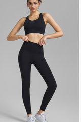 Women's Sets:Mesh Panel Back Bra And High Waist Leggings